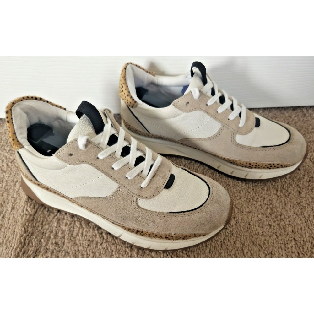 Madewell Kickoff Trainer Sneakers Leather and Spot Dot Calf Hair Women 6.5M - Picture 2 of 11